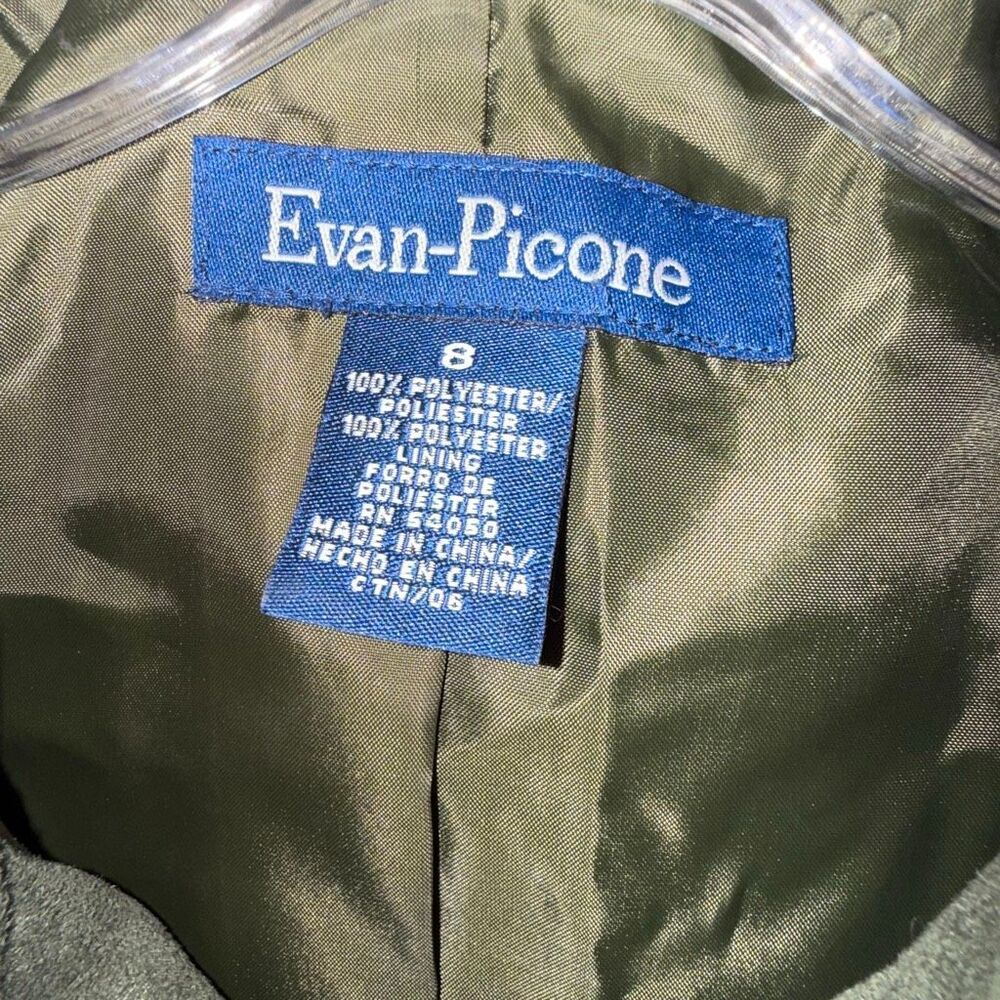 Vintage Evan-Picone Olive Faux Suede Utility Safari Jacket Zip Front‎ Size 8 - Picture 5 of 13